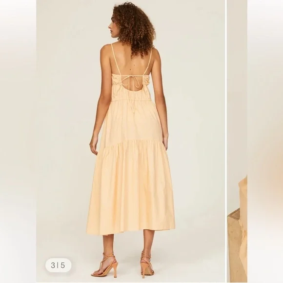 Vince ruched tiered midi dress in peach sz XL - Picture 10 of 12